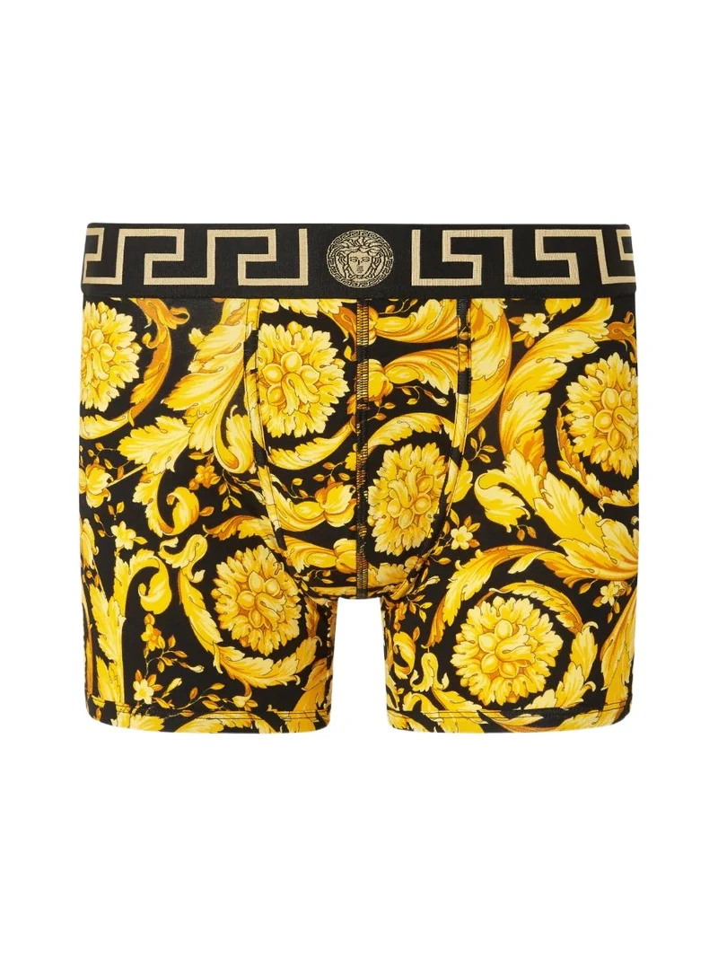 Printed Jacquard Cotton-Jersey Long Trunks