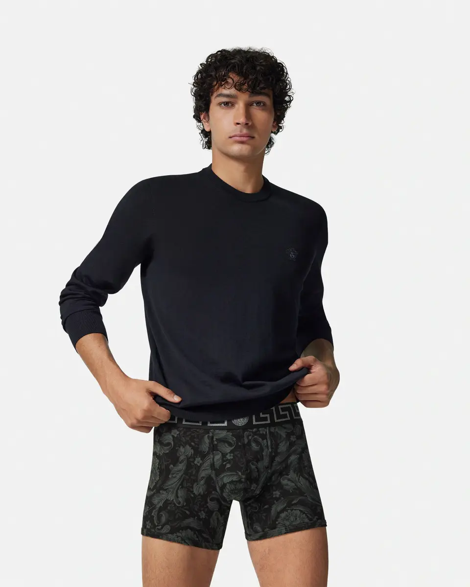 Versace Printed Jacquard Cotton-Jersey Long Trunks | Thumbnail 2 Versace Printed Jacquard Cotton-Jersey Long Trunks | Thumbnail 2