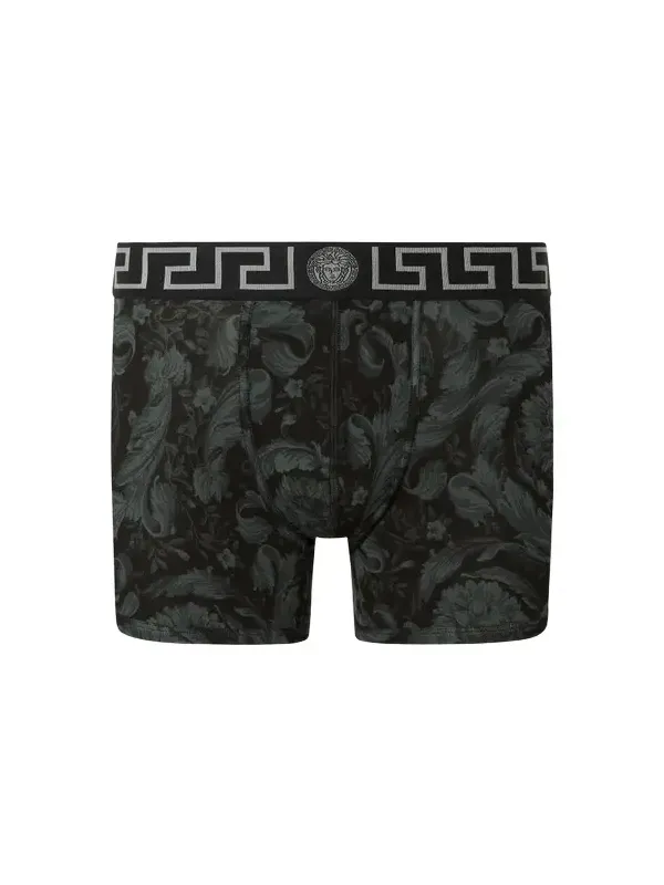 Versace Printed Jacquard Cotton-Jersey Long Trunks