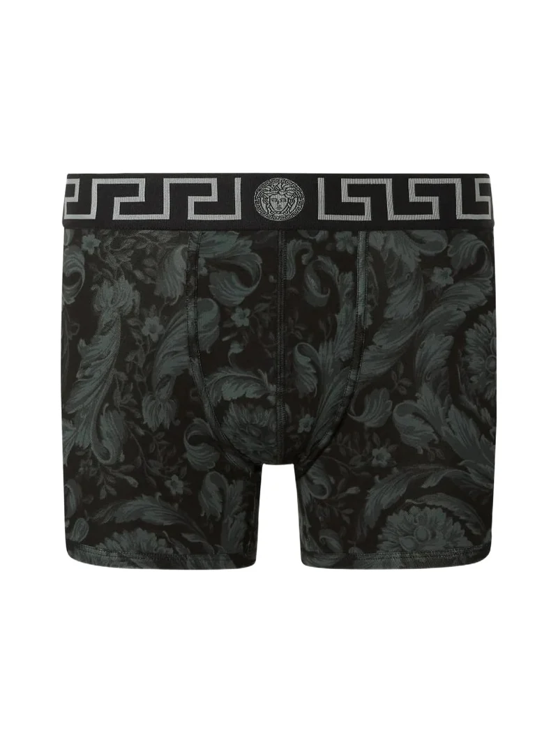 Printed Jacquard Cotton-Jersey Long Trunks