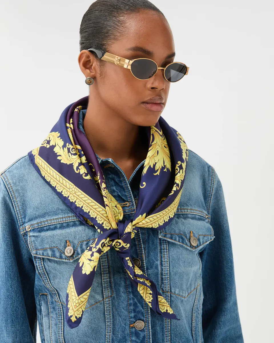 Versace Printed Silk Twill Scarf 90 cm | Thumbnail 2 Versace Printed Silk Twill Scarf 90 cm | Thumbnail 2