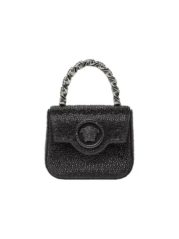 Versace La Medusa Embellished Satin Mini Bag