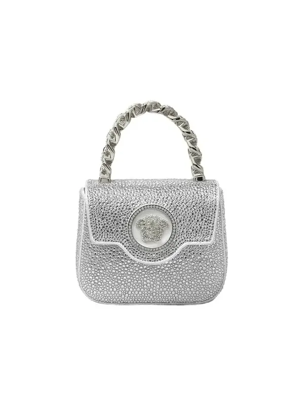 Versace La Medusa Embellished Satin Mini Bag