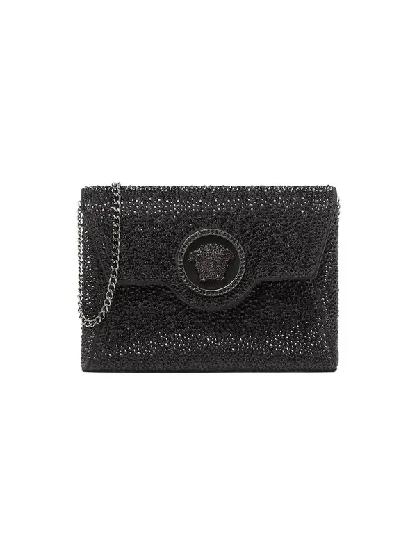 Versace La Medusa Embellished Satin Clutch