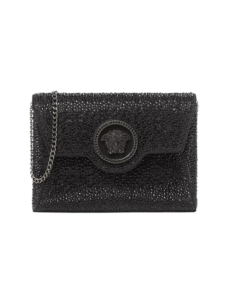 Versace La Medusa Embellished Satin Clutch
