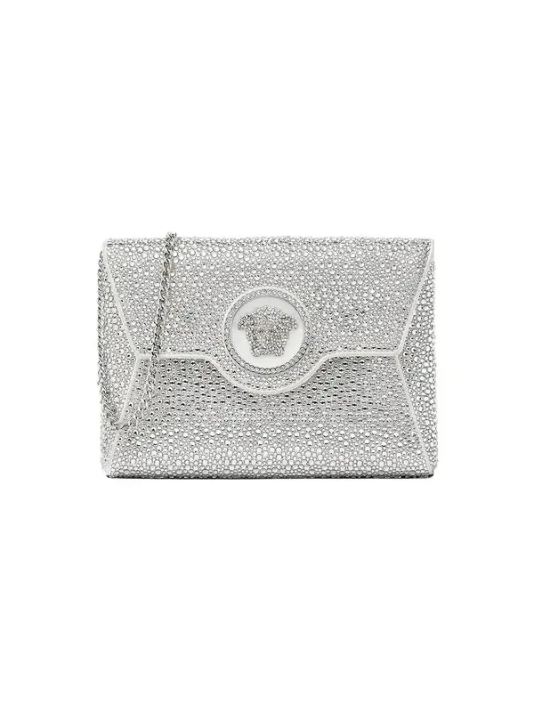 Versace La Medusa Embellished Satin Clutch