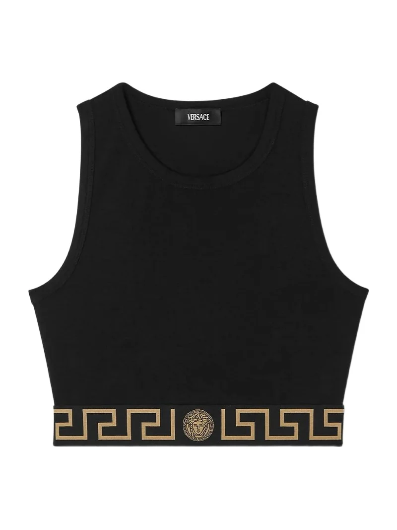 Versace Jacquard Cotton-Jersey Crop Top
