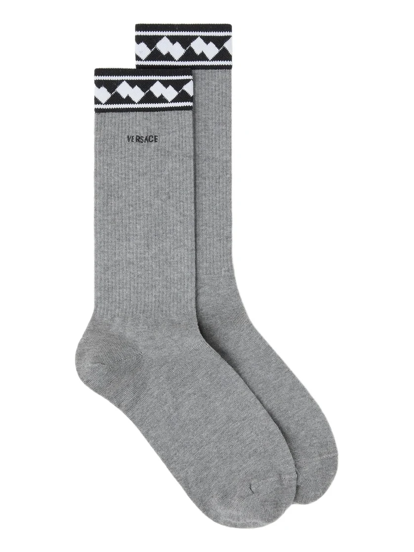 Embroidered-Logo Cotton Ribbed Socks Embroidered-Logo Cotton Ribbed Socks