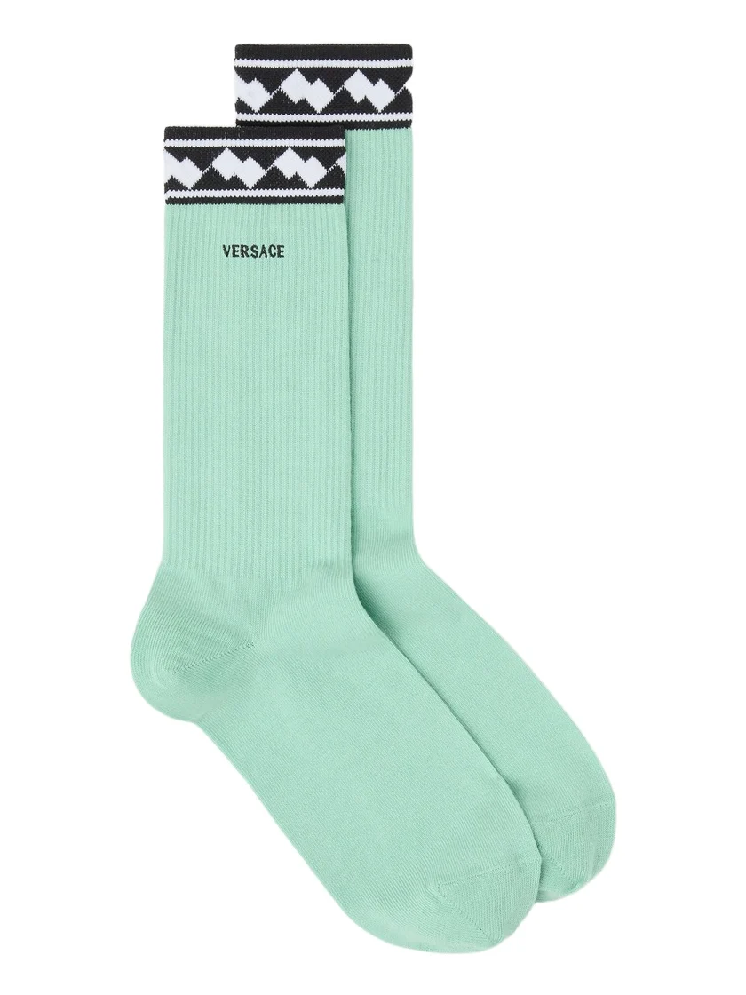 Embroidered-Logo Cotton Ribbed Socks Embroidered-Logo Cotton Ribbed Socks