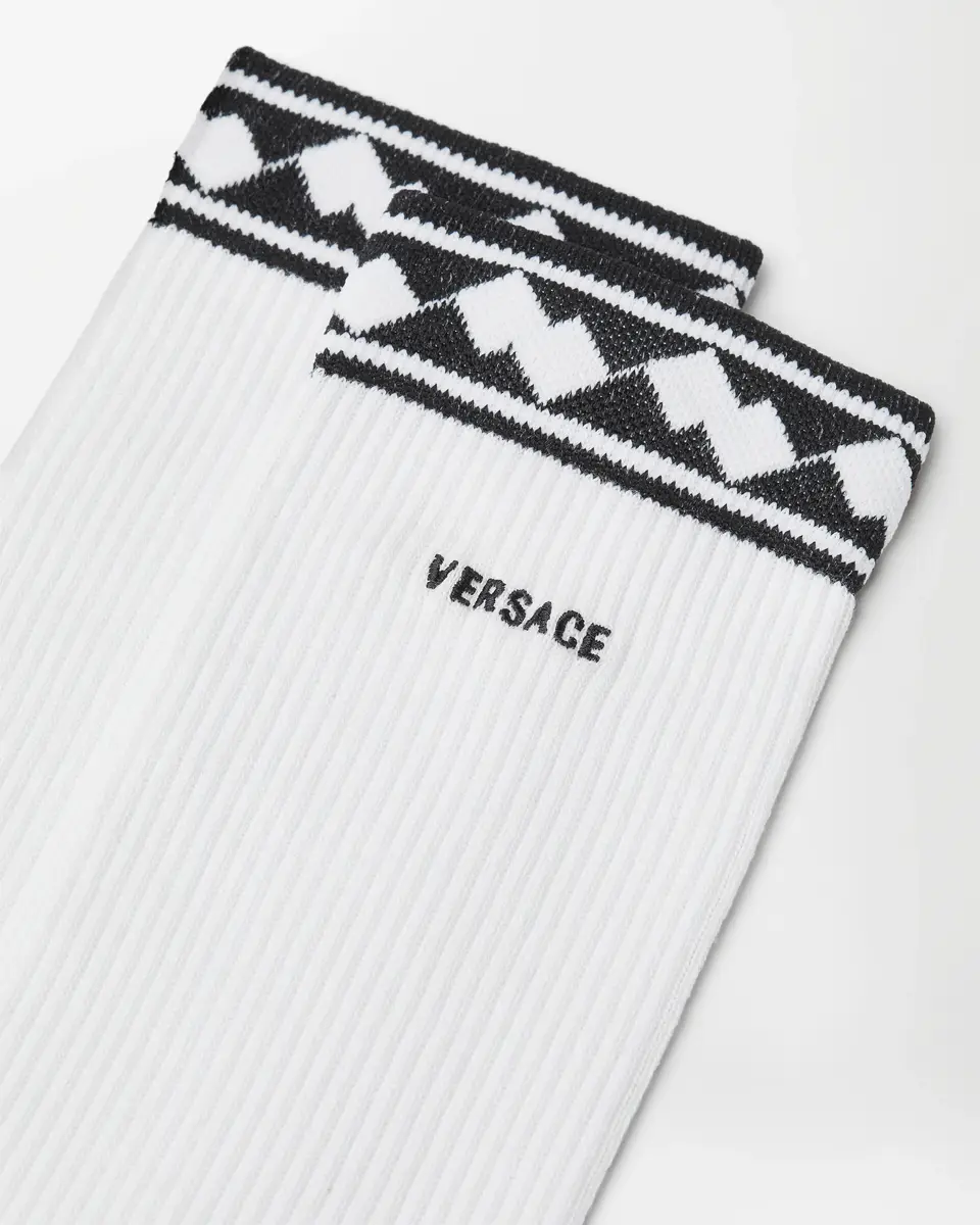 Versace Embroidered-Logo Cotton Ribbed Socks | Thumbnail 2 Versace Embroidered-Logo Cotton Ribbed Socks | Thumbnail 2