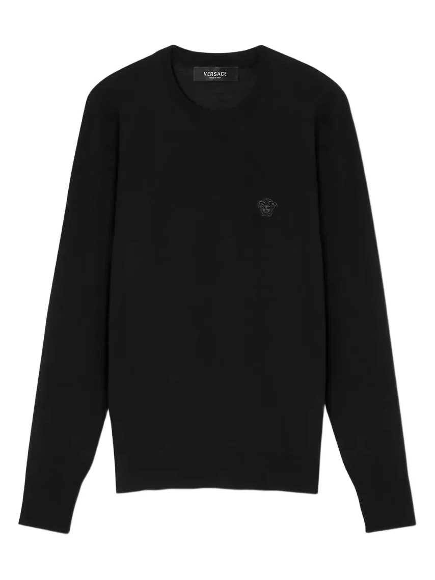 Versace Embroidered Wool-Blend Knit Sweater