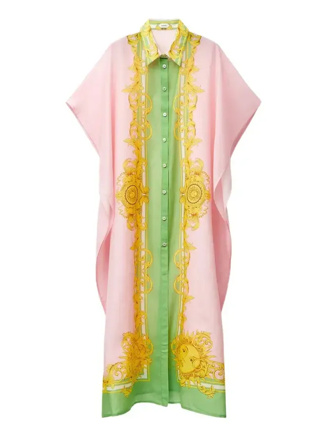 Printed Cotton & Silk Voile Cover-Up Dress Printed Cotton & Silk Voile Cover-Up Dress