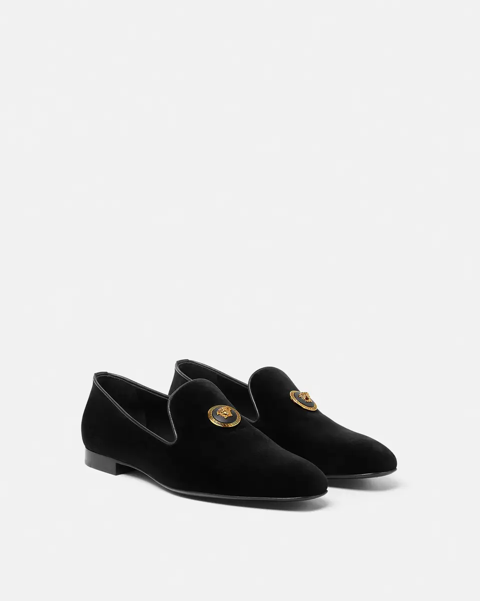 Versace Medusa Velvet Slippers | Thumbnail 2 Versace Medusa Velvet Slippers | Thumbnail 2