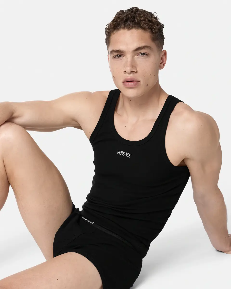 Versace Cotton Ribbed Tank Top | Thumbnail 2 Versace Cotton Ribbed Tank Top | Thumbnail 2