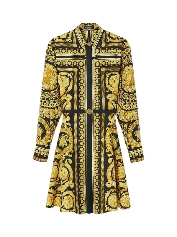 Printed Silk Twill Mini Shirt Dress