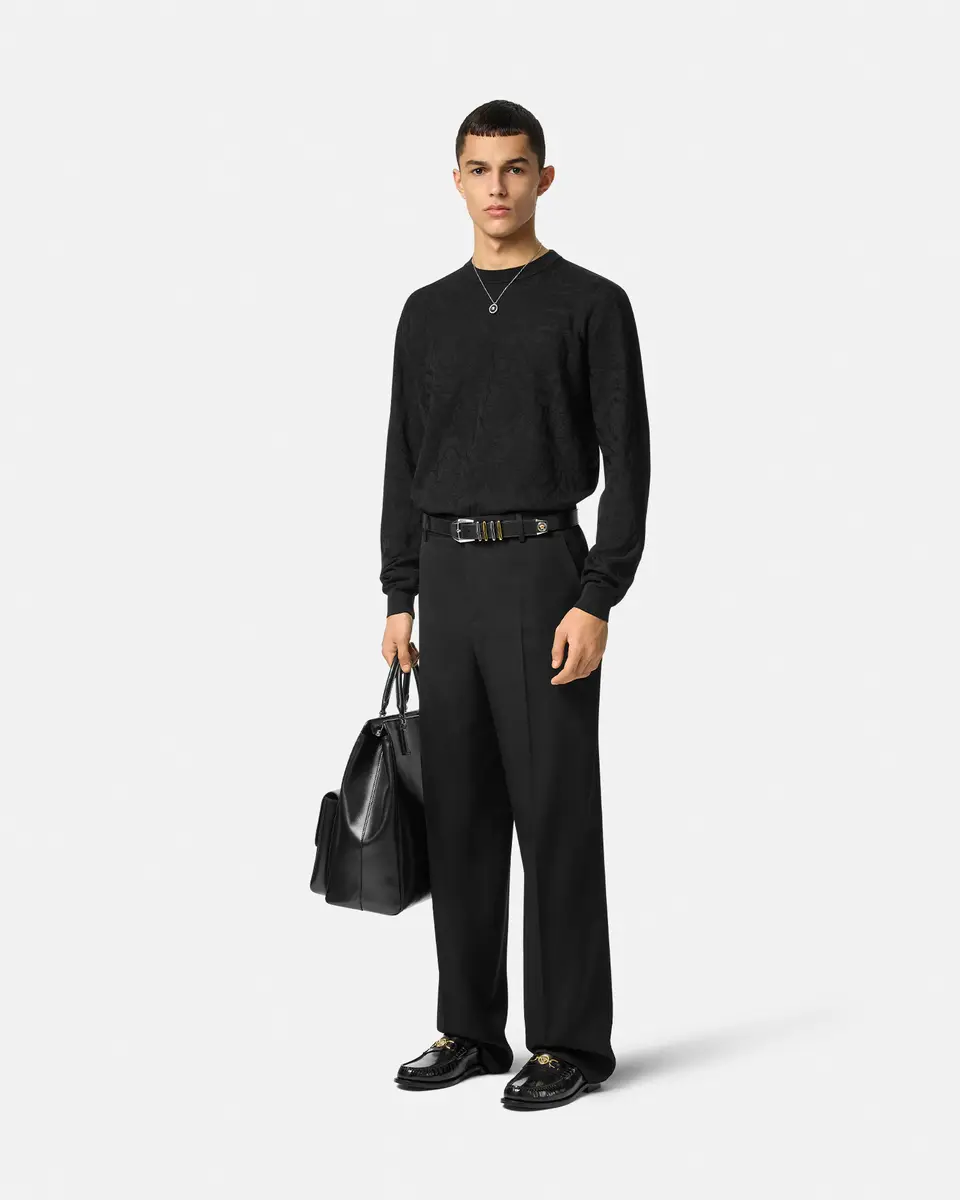 Versace Jacquard Silk-Cotton Knit Sweater | Thumbnail 2 Versace Jacquard Silk-Cotton Knit Sweater | Thumbnail 2