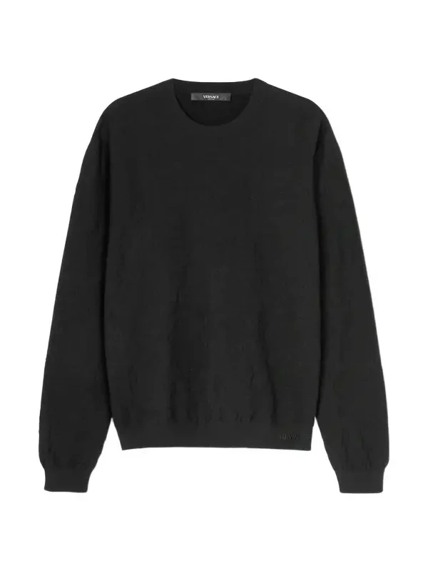 Versace Jacquard Silk-Cotton Knit Sweater