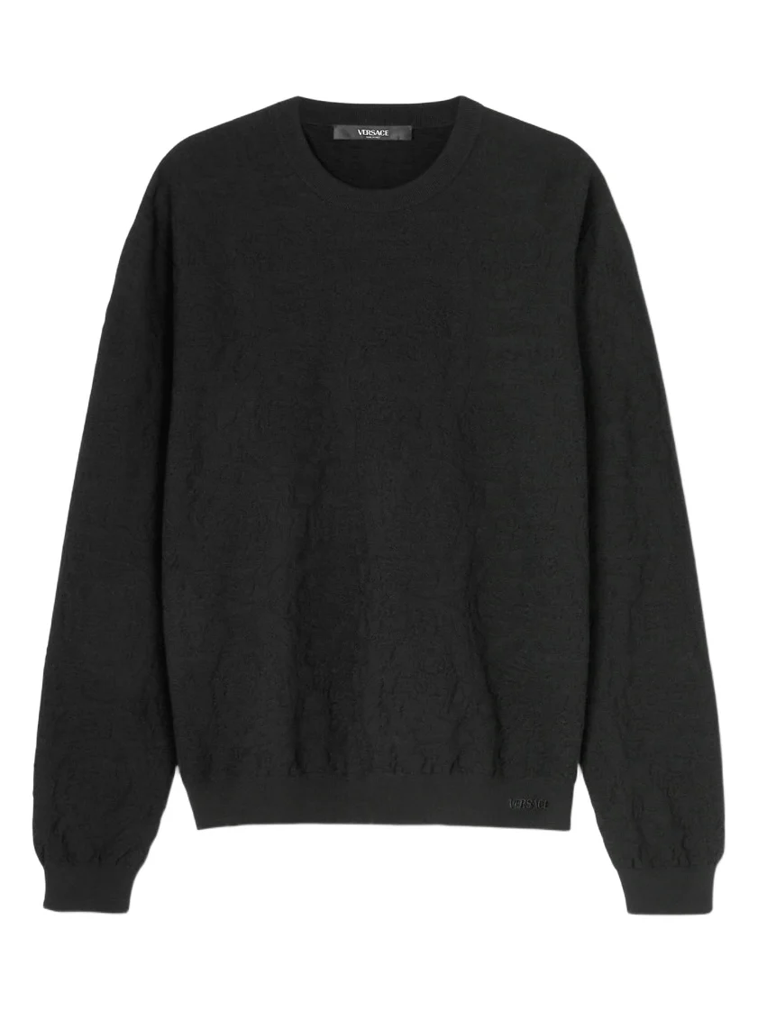 Versace Jacquard Silk-Cotton Knit Sweater