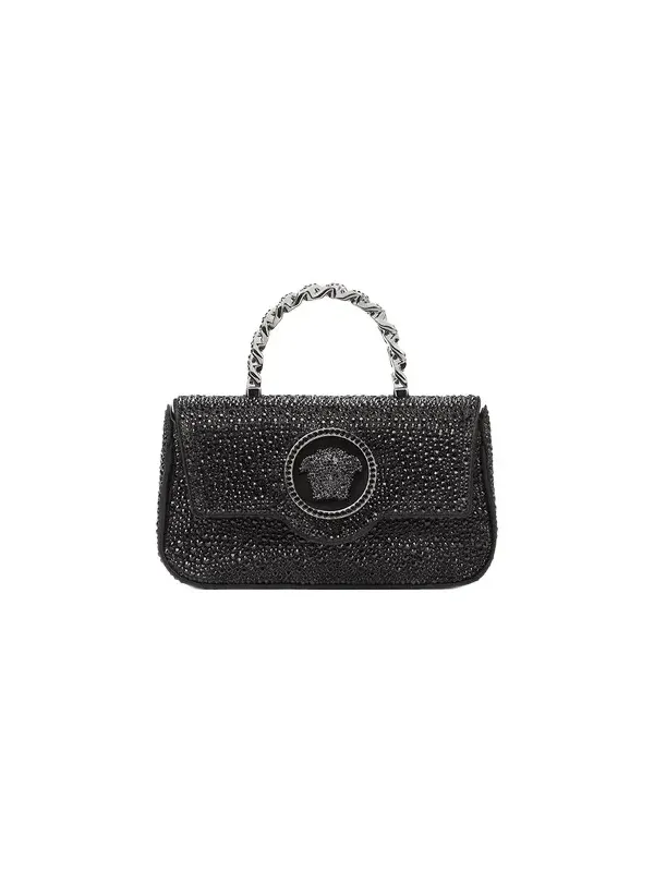 Versace La Medusa Embellished Satin Mini Bag