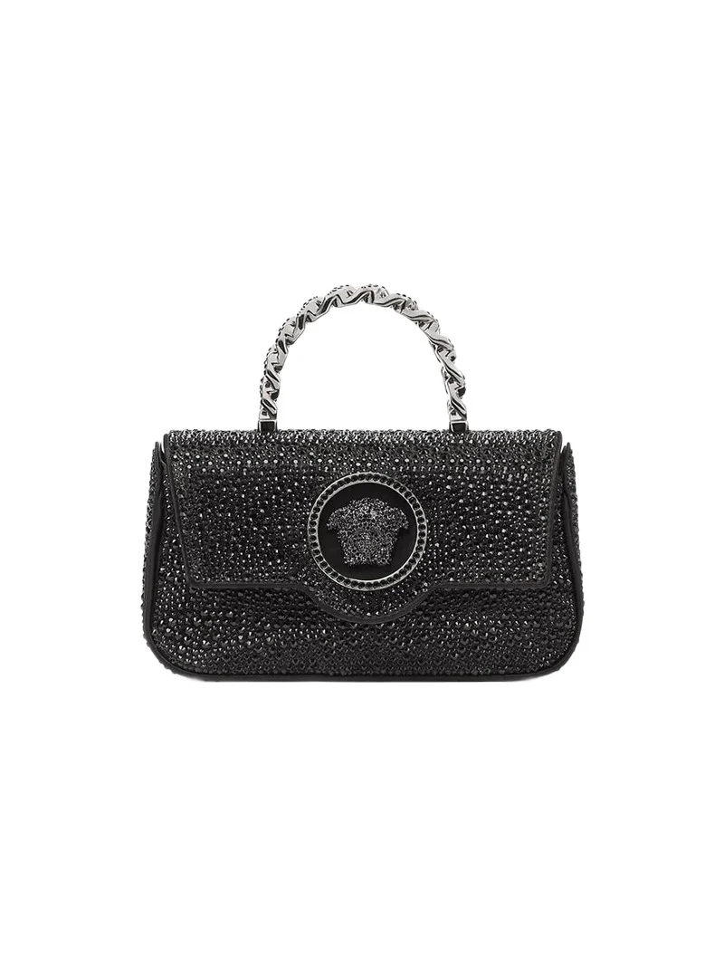 Versace La Medusa Embellished Satin Mini Bag