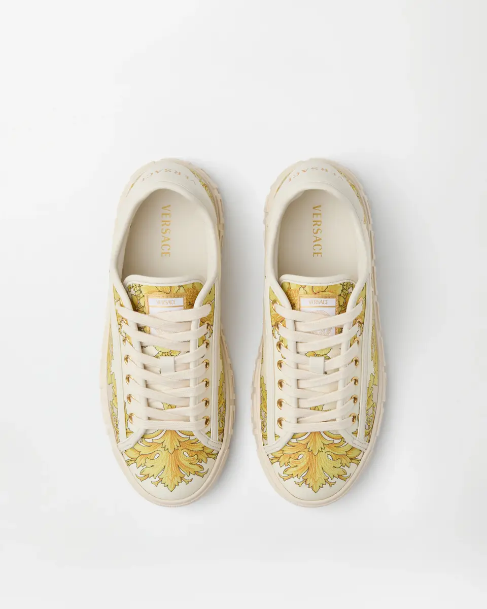 Versace Greca Printed Silk Twill Sneakers | Thumbnail 2 Versace Greca Printed Silk Twill Sneakers | Thumbnail 2