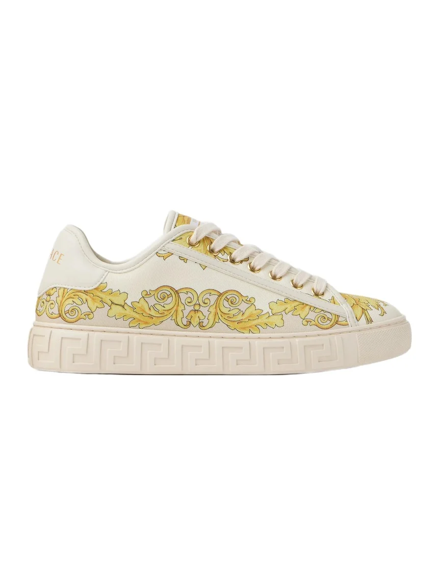 Versace Greca Printed Silk Twill Sneakers