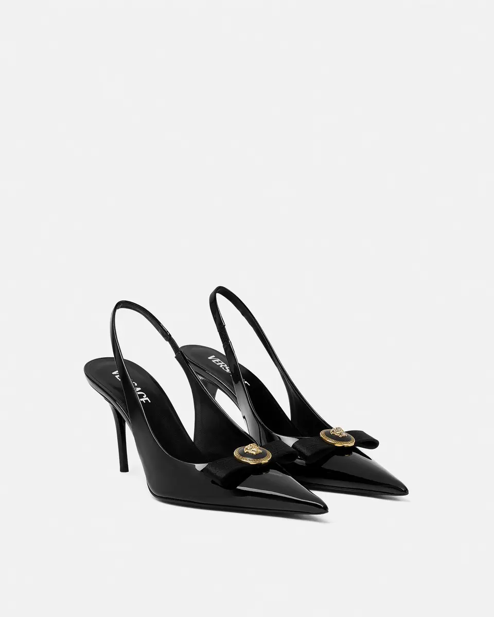 Versace Gianni Ribbon Patent Slingbacks 85 mm | Thumbnail 2