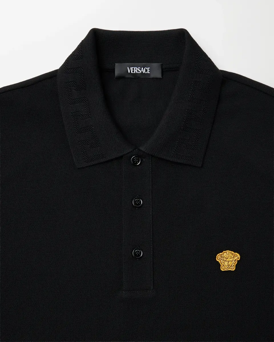 Versace Embroidered Cotton Piqué Polo | Thumbnail 2 Versace Embroidered Cotton Piqué Polo | Thumbnail 2
