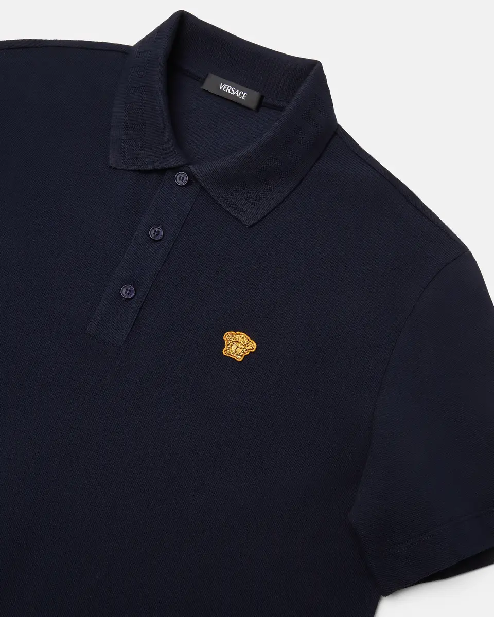 Versace Embroidered Cotton Piqué Polo | Thumbnail 2 Versace Embroidered Cotton Piqué Polo | Thumbnail 2