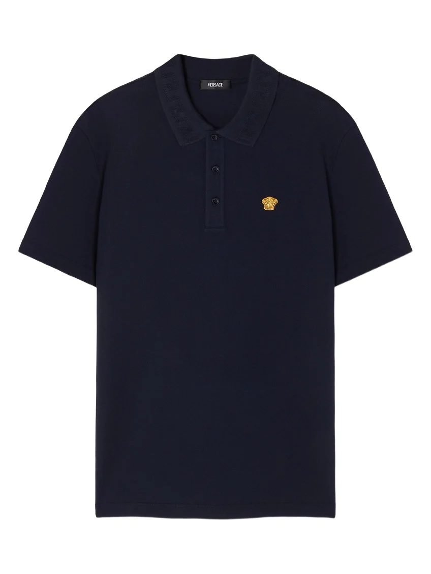 Versace Embroidered Cotton Piqué Polo