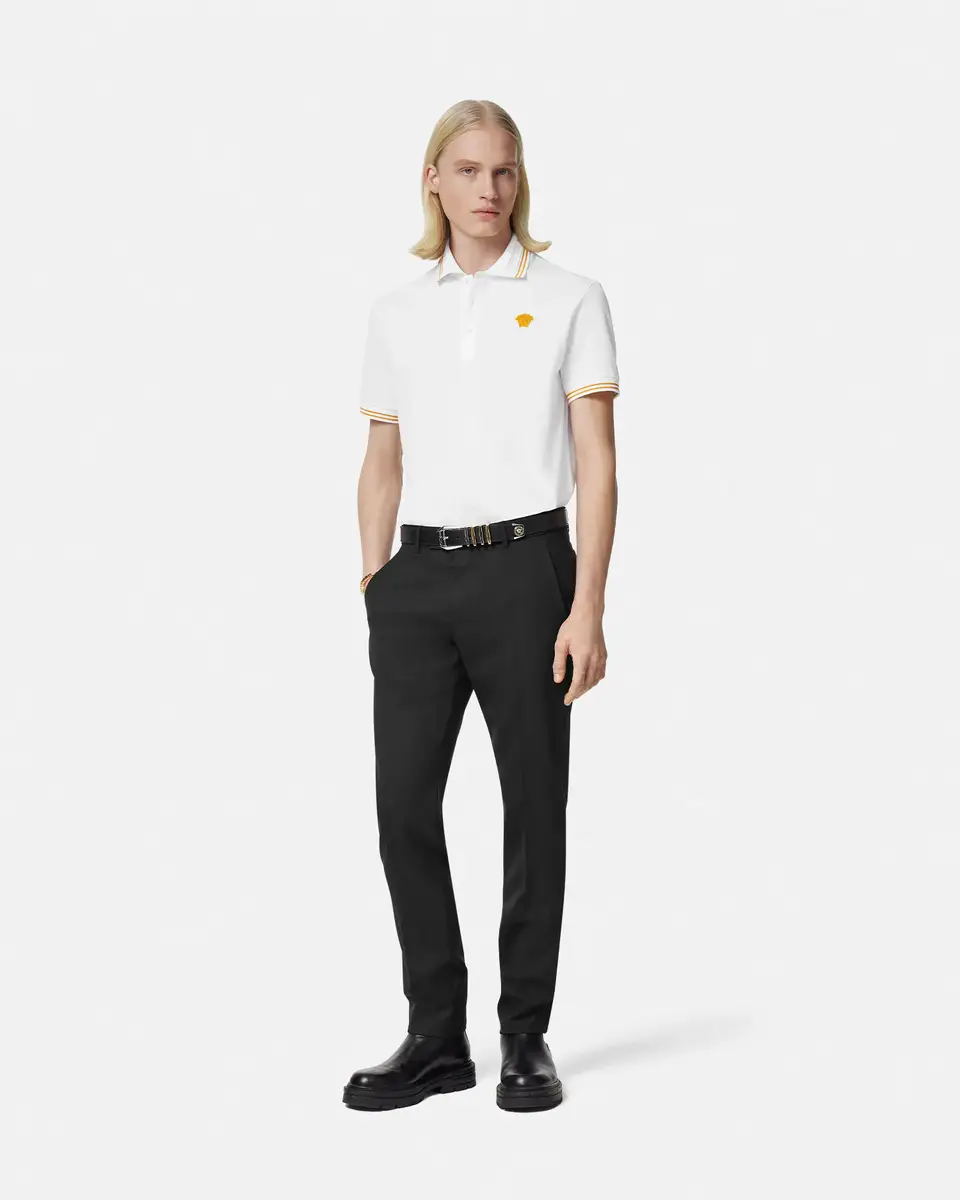 Versace Embroidered Cotton Piqué Polo | Thumbnail 2 Versace Embroidered Cotton Piqué Polo | Thumbnail 2