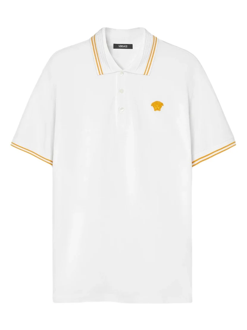Versace Embroidered Cotton Piqué Polo