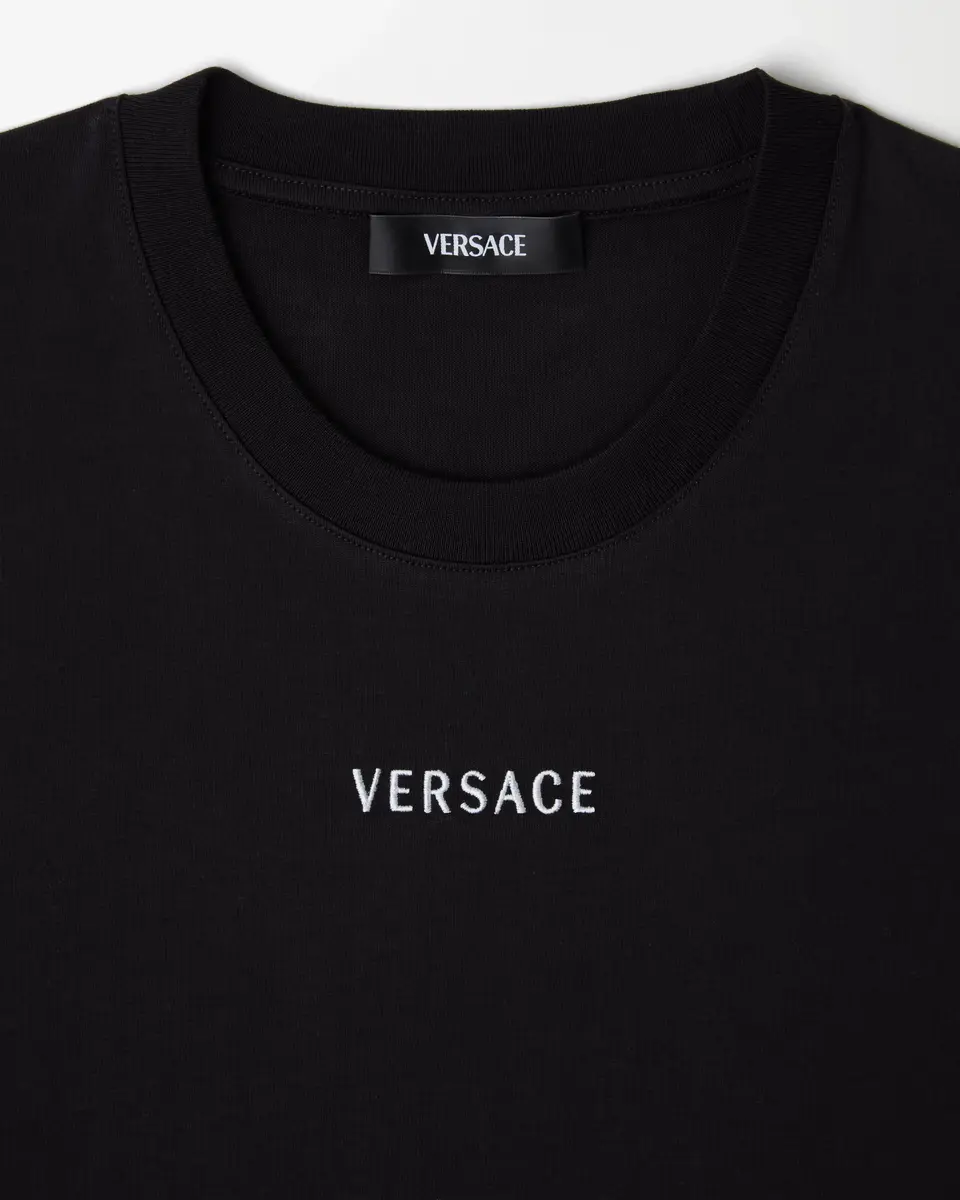 Versace Embroidered Cotton-Jersey Slim T-Shirt | Thumbnail 2 Versace Embroidered Cotton-Jersey Slim T-Shirt | Thumbnail 2