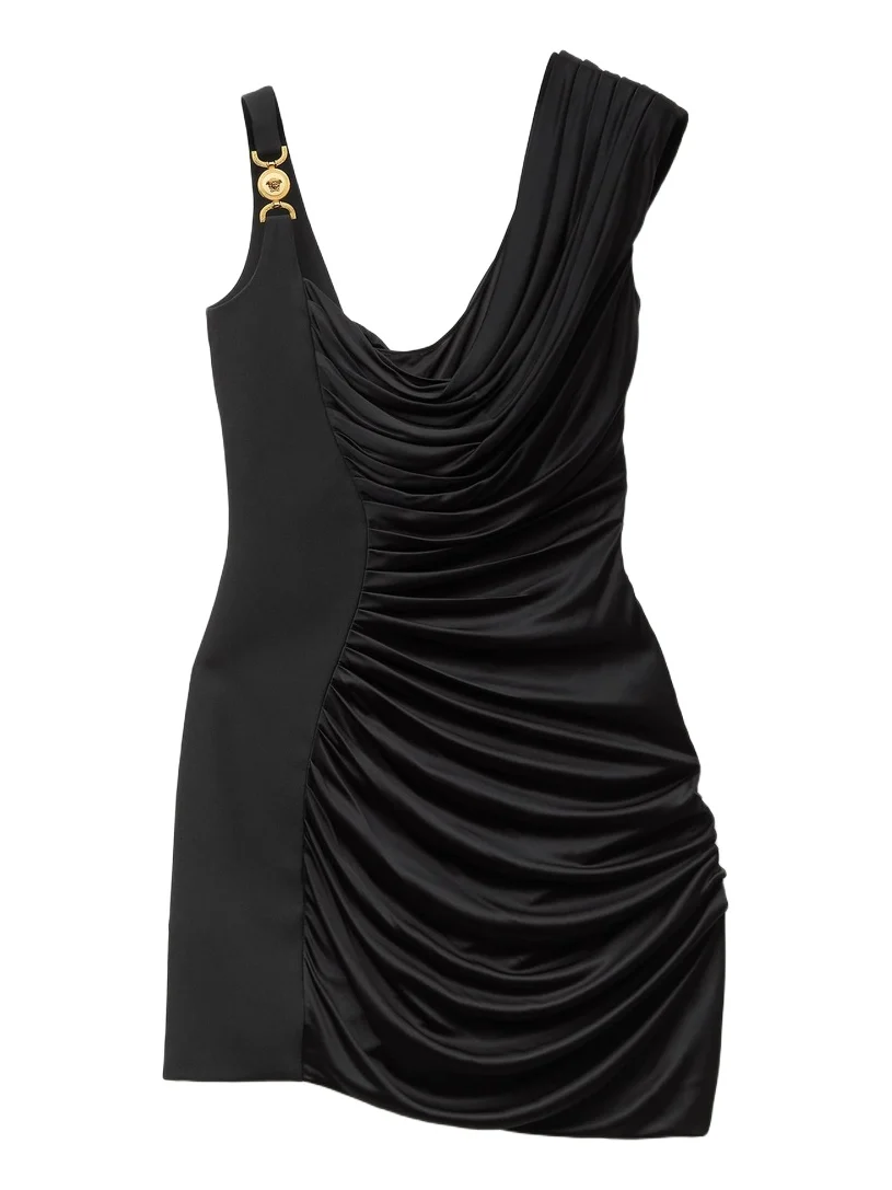 Versace Envers-Satin Crêpe Draped Mini Dress