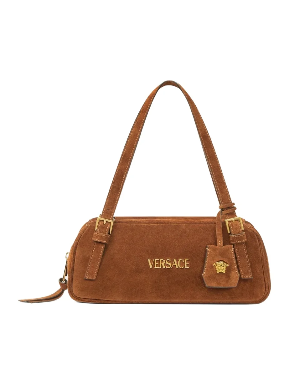 Versace Versace Tag Suede Bowling Bag