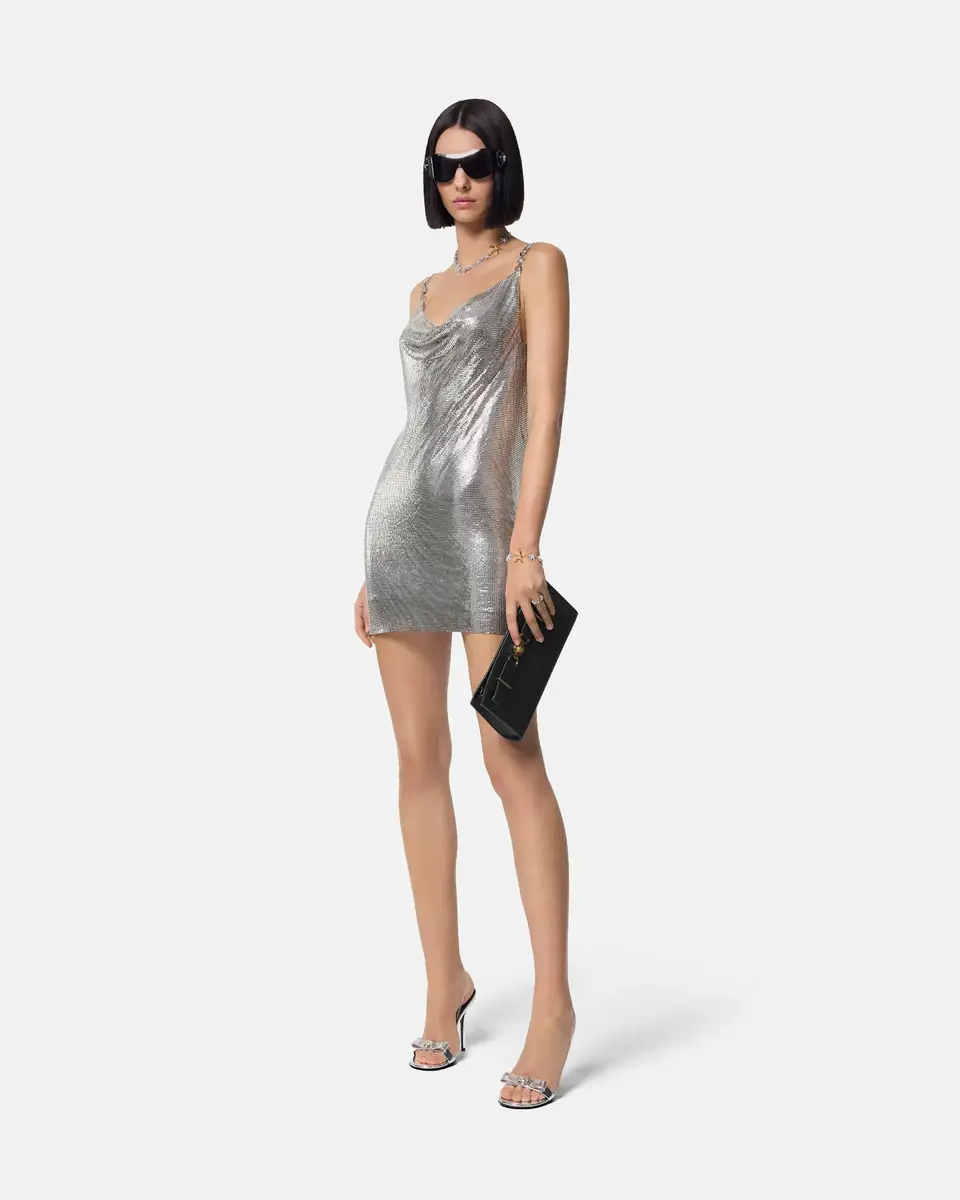 Versace Metal Mesh Slip Mini Dress | Thumbnail 2