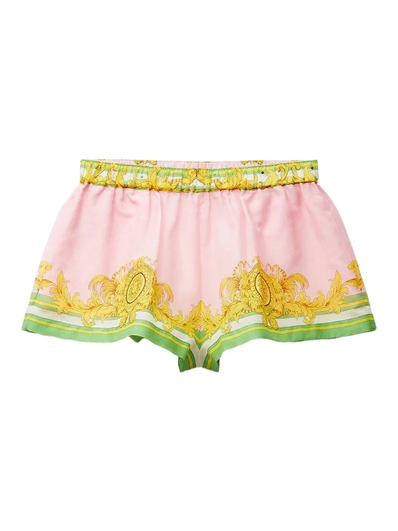 Printed Cotton & Silk Voile Cover-Up Shorts Printed Cotton & Silk Voile Cover-Up Shorts