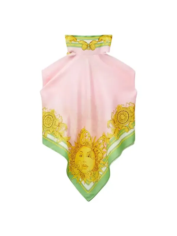 Printed Cotton & Silk Voile Cover-Up Top Printed Cotton & Silk Voile Cover-Up Top