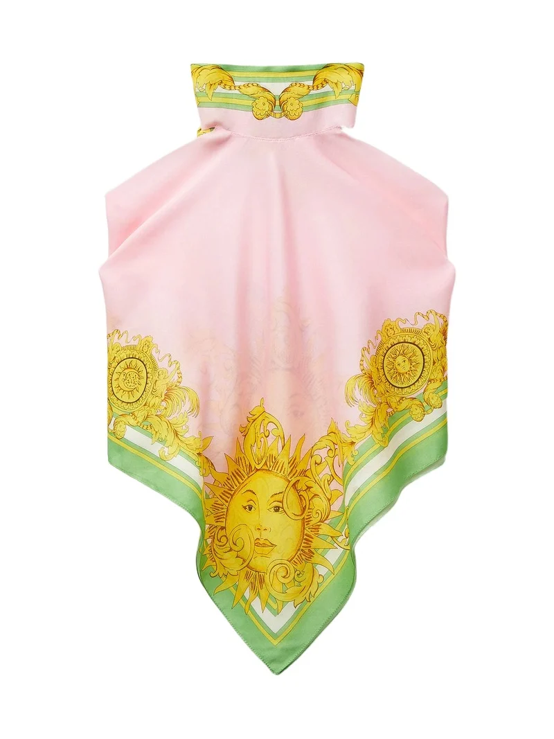 Printed Cotton & Silk Voile Cover-Up Top