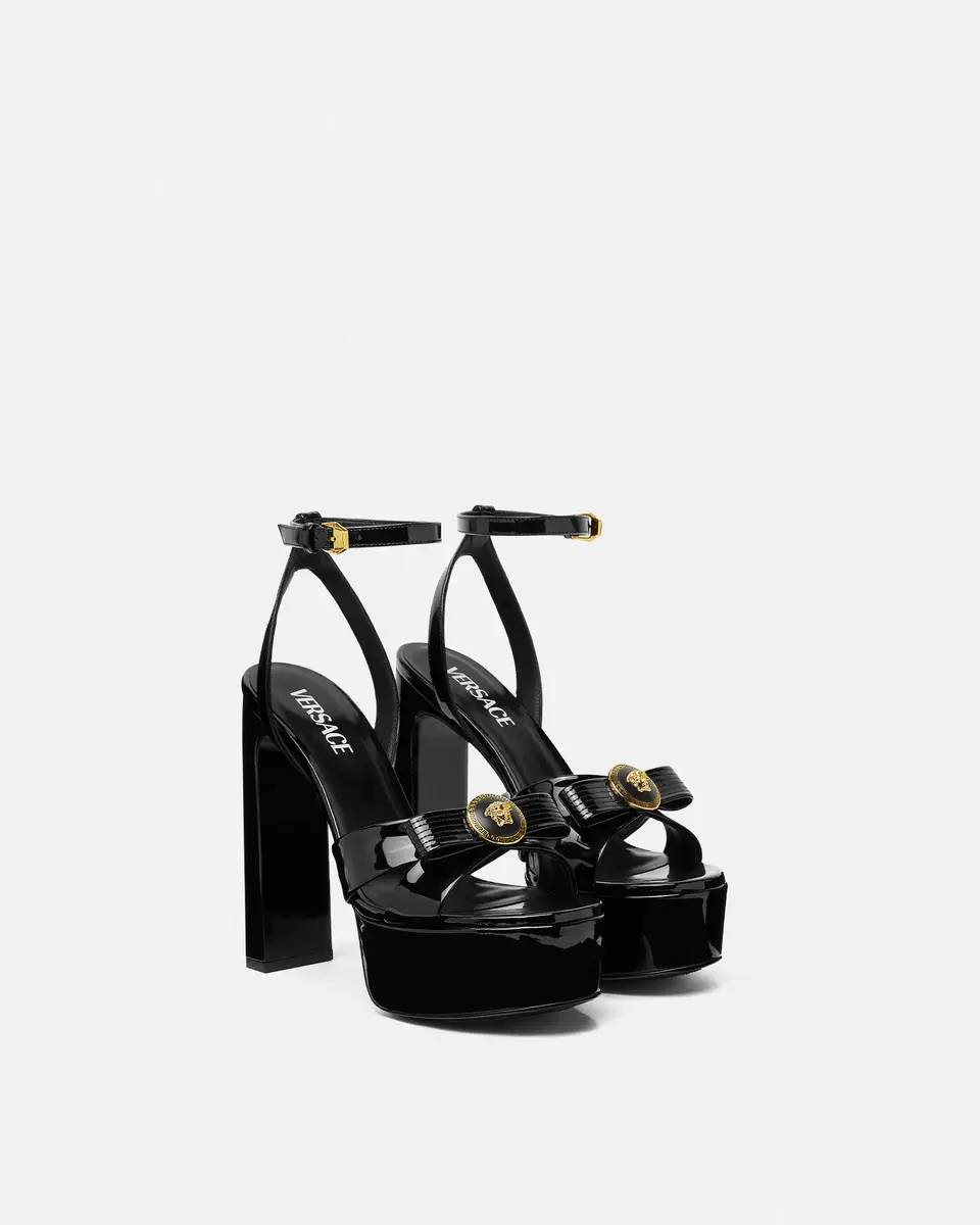 Versace Gianni Ribbon Patent Sandals 140 mm | Thumbnail 2