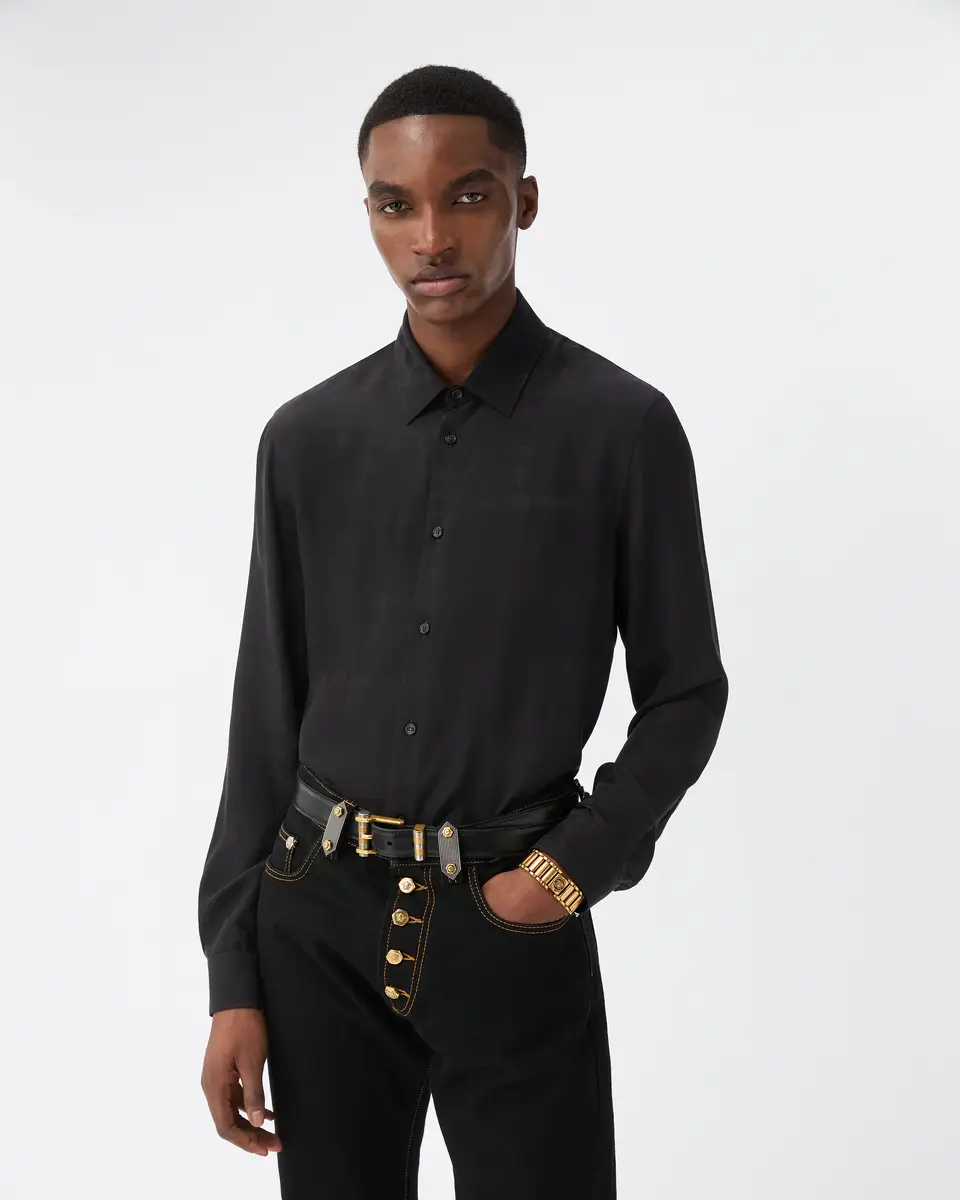 Versace Jacquard Silk Crêpe Satin Silk Shirt | Thumbnail 2
