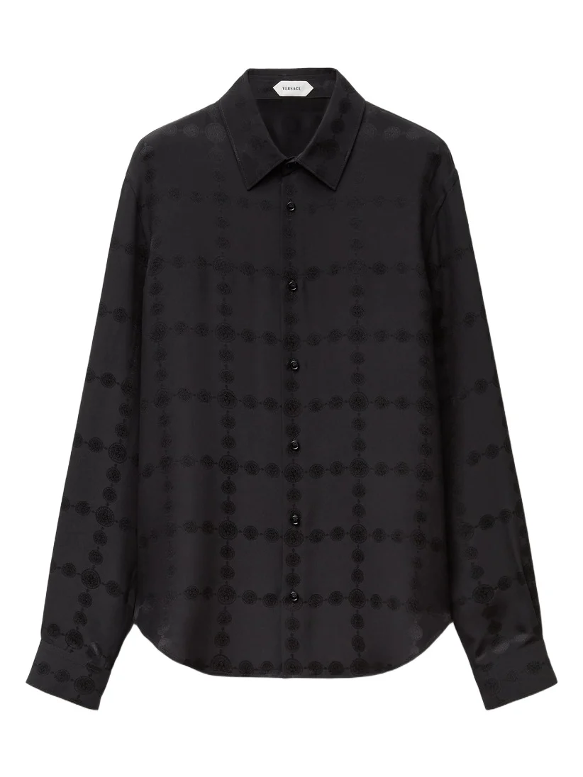 Versace Jacquard Silk Crêpe Satin Silk Shirt