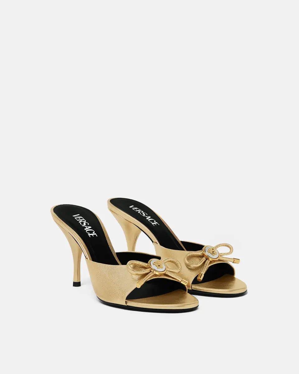 Versace Opera Bow Metallic Mules 85mm | Thumbnail 2