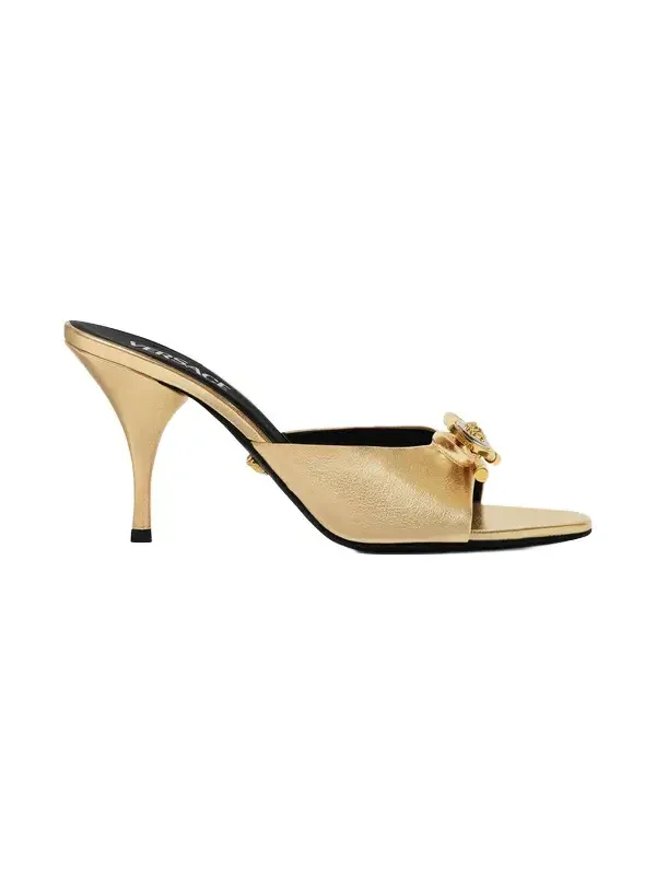 Opera Bow Metallic Mules 85mm