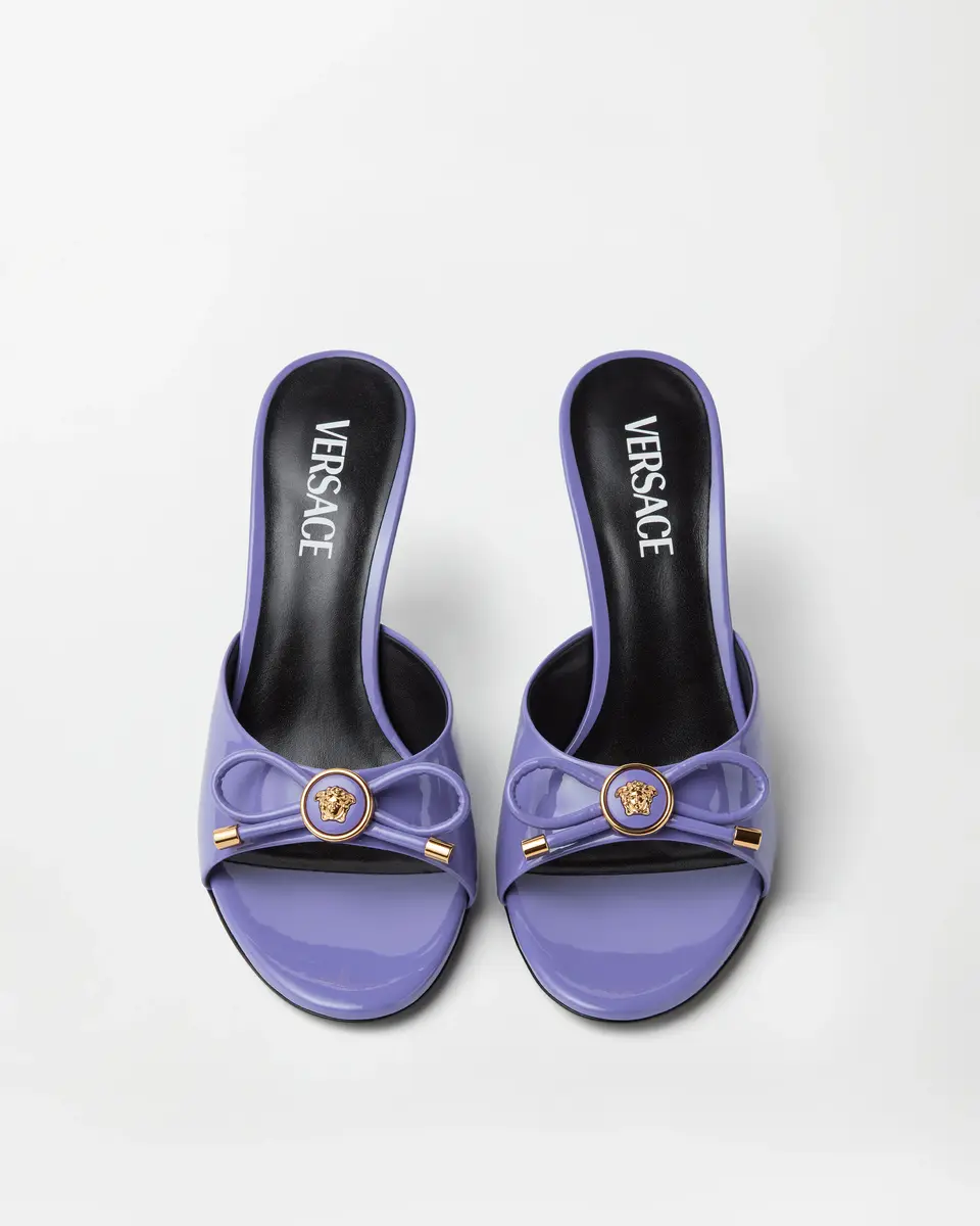 Versace Opera Bow Patent Mules 85 mm | Thumbnail 2
