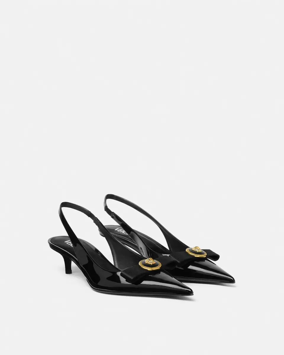 Versace Gianni Ribbon Patent Slingbacks 45 mm | Thumbnail 2