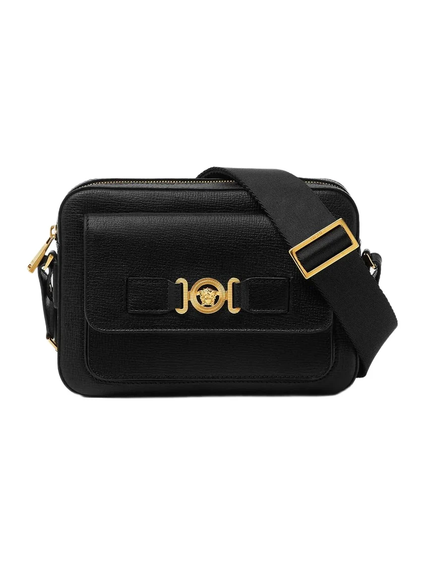 Versace Medusa Biggie Leather Messenger Bag