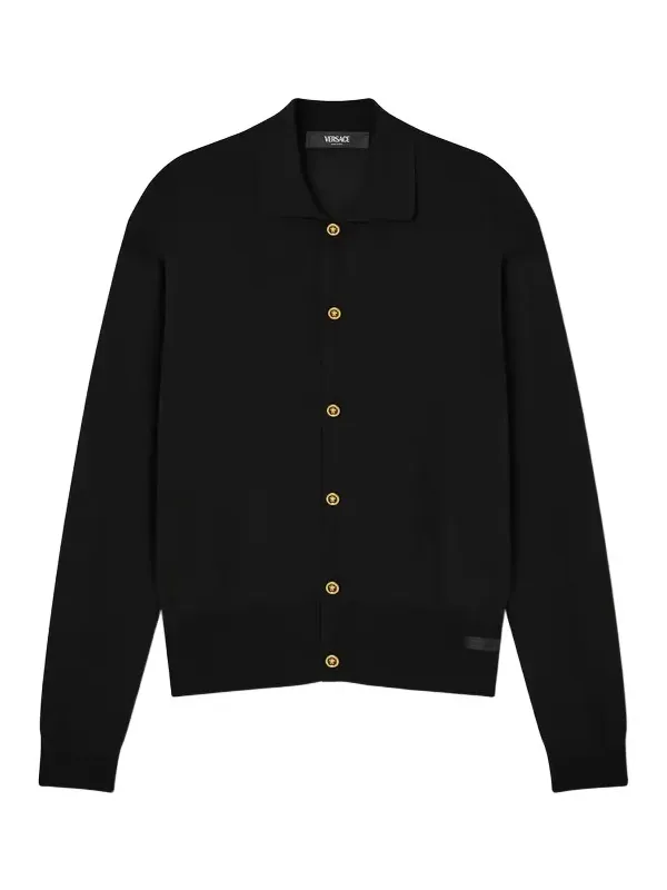 Versace Silk-Cotton Knit Polo Cardigan