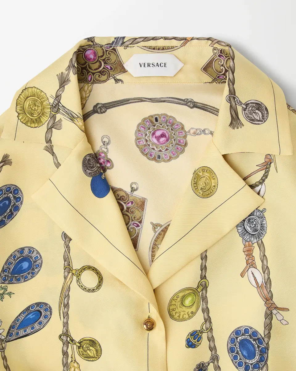 Versace Printed Crop Silk Twill Shirt | Thumbnail 2 Versace Printed Crop Silk Twill Shirt | Thumbnail 2