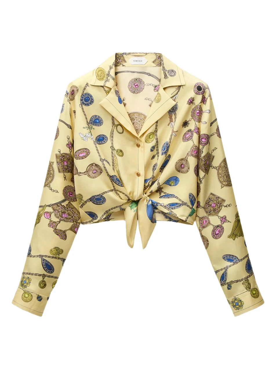 Printed Crop Silk Twill Shirt Printed Crop Silk Twill Shirt
